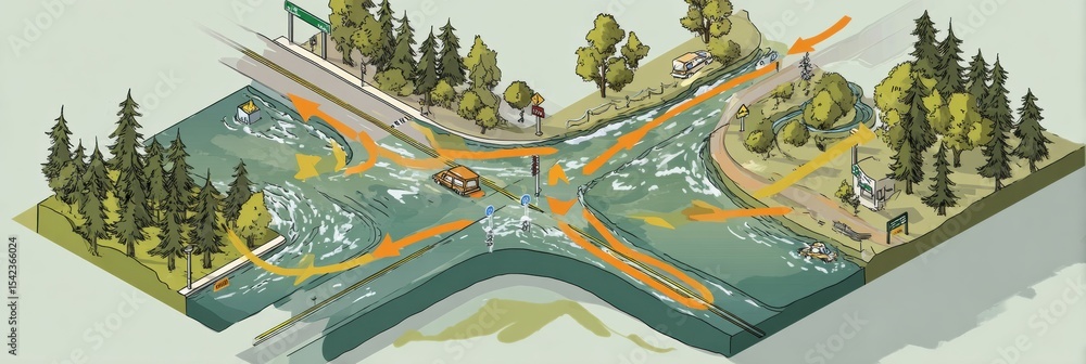 Flood Drawings.pdf Flood Plan Illustration Showing Water Flow and Evacuation Routes for ...