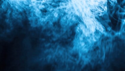 Wall Mural - ethereal swirling blue smoke texture on dark background with dreamy mist effect for abstract wallpap