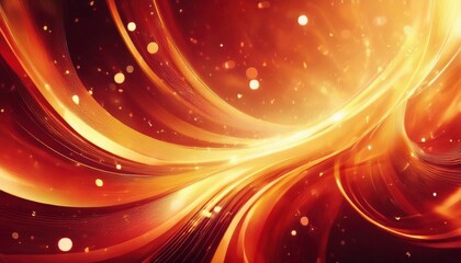 Wall Mural - radiant fiery waves with glowing orange and gold light streaks and floating bokeh particles, ideal f