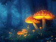 © Dariya - Glowing Mushrooms in a Misty Fantasy Forest