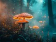 © Dariya - Glowing Mushrooms in a Misty Fantasy Forest