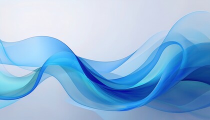 Wall Mural - ethereal blue abstract wave flowing in layered translucent gradients on white background for modern 