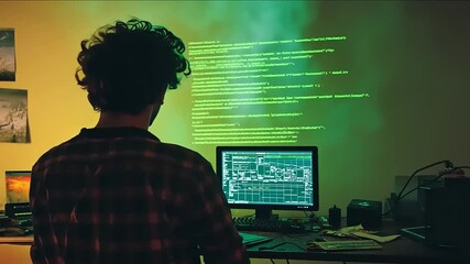 Cyberpunk Coder: Nighttime Coding Session