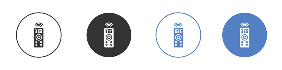 Remote control icon collection for app in black and blue colors