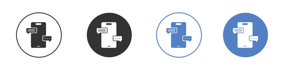Text message icon collection for app in black and blue colors