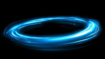 Wall Mural - Glowing blue light ring on a black background representing energy flow