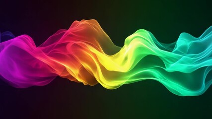 Wall Mural - colorful flowing abstract wave of rainbow light against black background