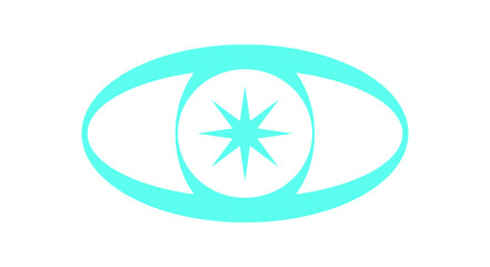 Wall Mural - y2k psychedelic star symbol. futuristic eye shape element. abstract space retro design, cool graphic