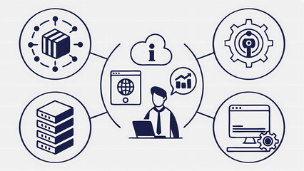 Wall Mural - Understanding cloud computing and data management for business intelligence and automation strategy today