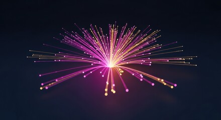 Wall Mural - a burst of light emanating from a central point with pink and yellow rays on a dark background field