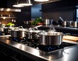 © sam - Stainless Steel Pots on Gas Stove Kitchen