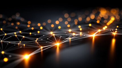 Wall Mural - network connection: abstract glowing network connection nodes and lines. abstract digital background