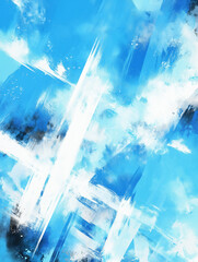 Wall Mural - abstract blue and white brushstrokes creating dynamic composition
