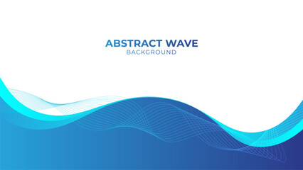 Wall Mural - Abstract blue wave background with wavy lines design. Can be use for landing page, book covers, brochures, flyers, magazines, any brandings, banners, headers, presentations, and wallpaper backgrounds