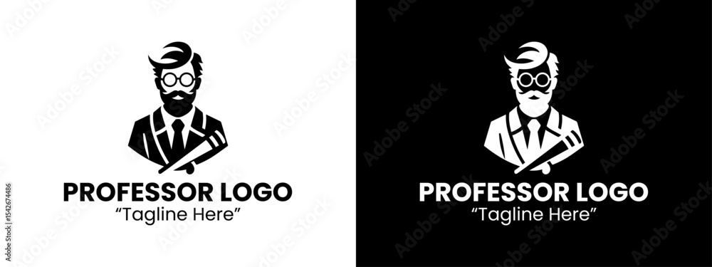 Vintage Professor Logo with Glasses and Book Design for Education and ...