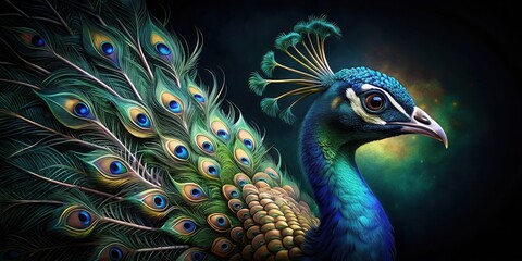 Naklejka na meble Majestic Peacock A Vibrant Portrait of Avian Elegance with Exquisite Feather Detail