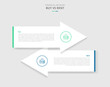 © ribkhan - buy vs rent comparison for infographic with big arrow container opposite direction drop shadow style with two point list information