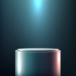 © phochi - silver cylinder pedestal illuminated by blue light elegant product display mockup modern minimalist backdrop