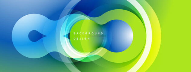 Wall Mural - abstract design features flowing shapes, vibrant blue, green hues. modern composition creates dynami