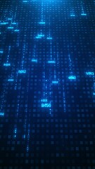 Wall Mural - shiny artistic digital data lines travel inside future tunnel. concept artificial intelligence techn