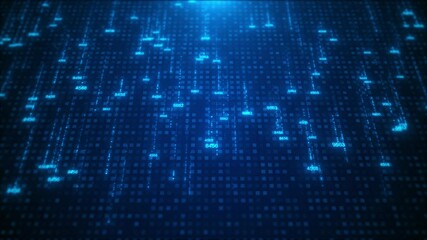 Wall Mural - ai binary code analytics concept digits, lines and abstract point neural networks, machine learning,