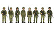 © Pemburu - Cartoon Soldiers in Camouflage Uniforms Holding Rifles, Standing in a Row