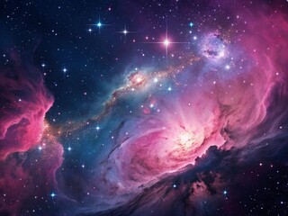 Wall Mural - bright galaxy and nebula illuminate the abstract dark sky of the universe with shining stars and dis