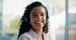 © peopleimages.com - Happy, call center and portrait of woman in office talking for consulting, online help and contact. Corporate, customer service and person with headset for feedback, crm support and assistance