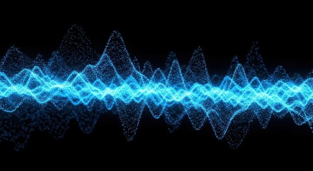Abstract Blue Glowing Wave on a Black Background