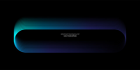 Wall Mural - vector abstract banner design with glowing curved gradient lines in neon blue and purple tones on bl