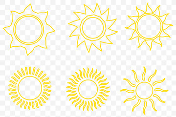 Wall Mural - set of sun icon symbol vector on white background