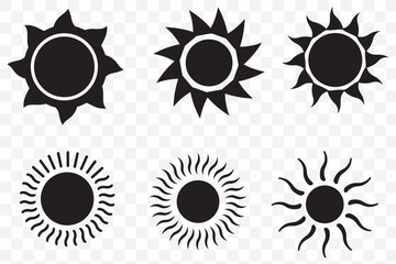 Wall Mural - set of sun icon symbol vector on white background