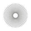 © Oleh - Template of circular lines. Radial circle lines. Sun star rays symbol. Spokes with radiating stripes, flat element isolated on a white. Abstract geometric shape, illusion.