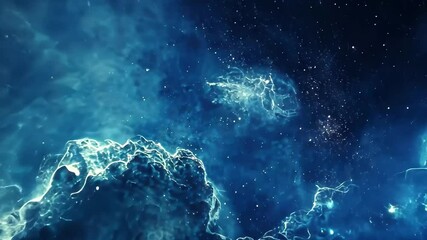 Wall Mural - stunning cosmic nebula in deep space showcasing vibrant blue and green hues with twinkling stars, ma