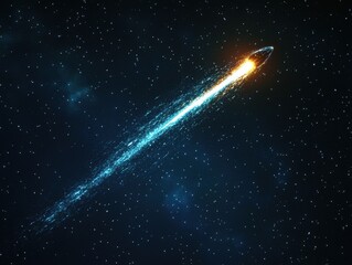 Wall Mural - shooting star tail. a stunning display of meteorite trail in the night sky