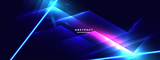 Wall Mural - futuristic abstract background with glowing geometric shapes