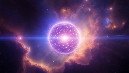 Wall Mural - Surreal purple planet with clouds