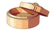 © NaoinStudio - Detailed Vector Illustration of a Bamboo Steamer with Open Lid, Asian Cuisine Tool
