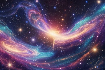 Wall Mural - stunning cosmic visualization featuring shimmering stars and dynamic energy in vibrant space