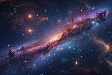 Wall Mural - stunning cosmic space background with stars nebula and galaxy features