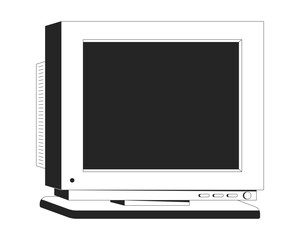 Wall Mural - angled crt monitor bulky 90s screen 2d line object. analog display. y2k hardware. tech nostalgia. ol