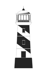 Wall Mural - striped lighthouse front view 2d line object. nautical beacon. guiding light. maritime tower. watcht