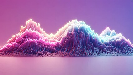 Abstract Three Dimensional Pixelated Landscape with Gradient Color Scheme in Purple Pink and White Illuminated By Soft Lighting