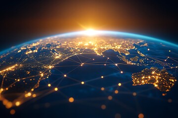 Global network connection, modern technology and communication system concept