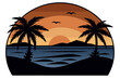© MdShofik - Beautiful Tropical Landscape with Sunset and Palm Silhouettes