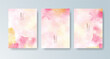 © REZI - Set of cards with bright colorful vector watercolor background. Design for your date, postcard, banner.