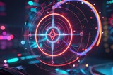 Interactive Neon Spinning Crosshair Diagram for Visualization and Navigation in Tech and Gaming