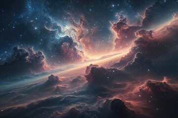 Wall Mural - Exploring Futuristic Cosmic Landscapes and Mysterious Nebulae in the Universe