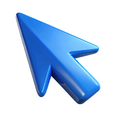 Wall Mural - blue computer mouse pointer arrow icon 3d icon in cartoon plastic style minimal isolated on transpar