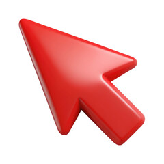 Wall Mural - red computer mouse pointer arrow icon 3d icon in cartoon plastic style minimal isolated on transpare
